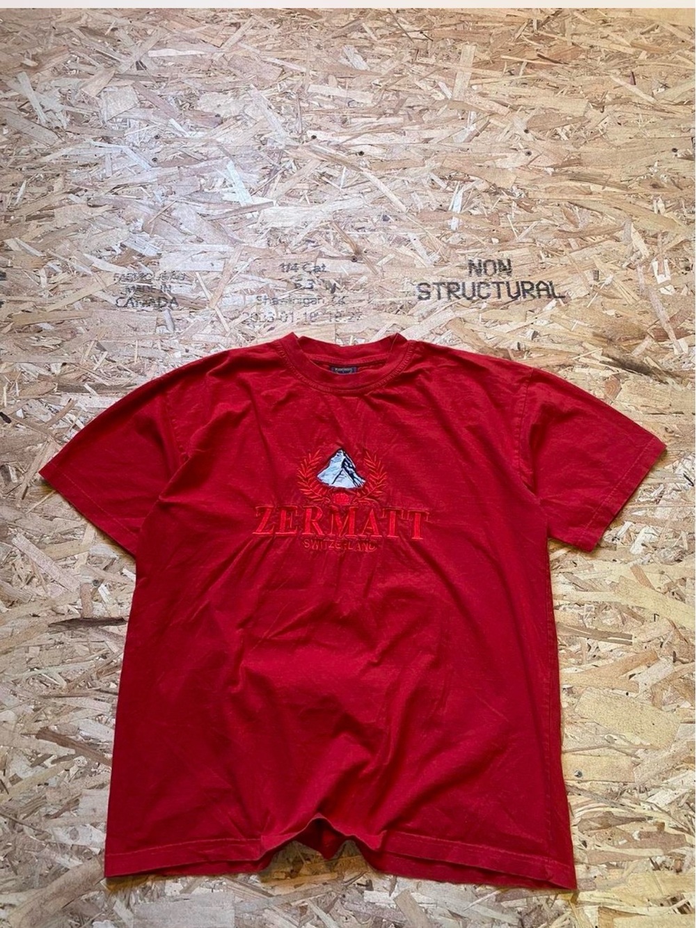 Red Graphic Zermatt Matterhorn Short Sleeve Tee for Men